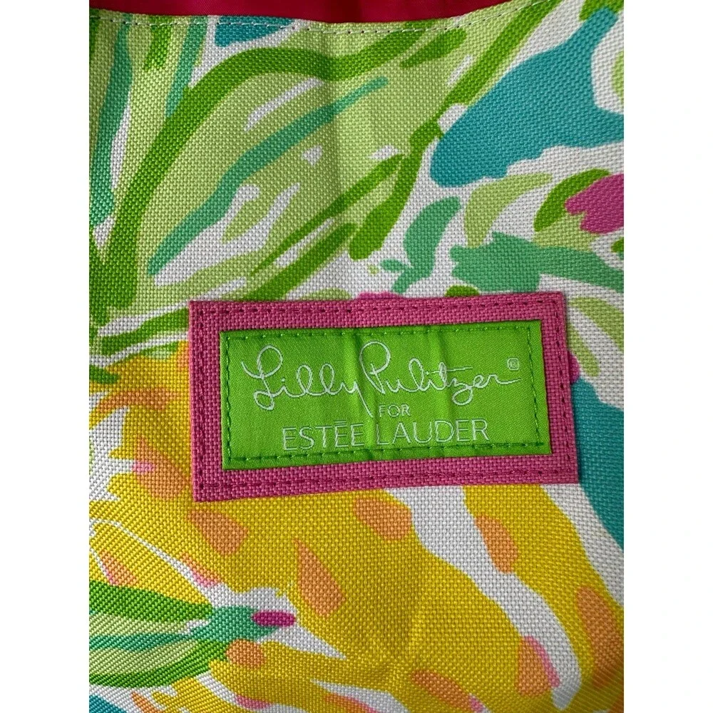 Lilly Pulitzer Estee Lauder Novelty Tropical Watercolor Lemon Canvas Tote Bag